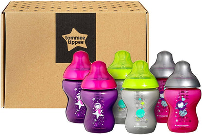 Tommee Tippee Closer to Nature - kit com 6 mamadeiras decoradas rosa 260ml Anne Claire Baby Store 