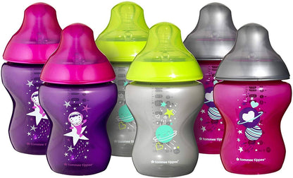 Tommee Tippee Closer to Nature - kit com 6 mamadeiras decoradas rosa 260ml Anne Claire Baby Store 