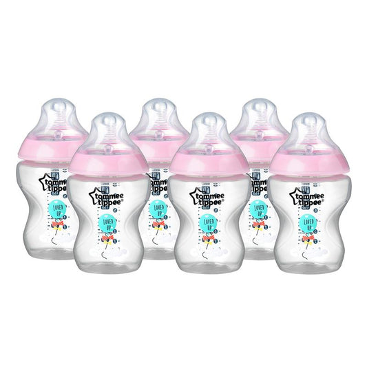 Tommee Tippee Closer to Nature Mamadeiras Decoradas Rosa 260ml - Kit com 6 Anne Claire Baby Store 