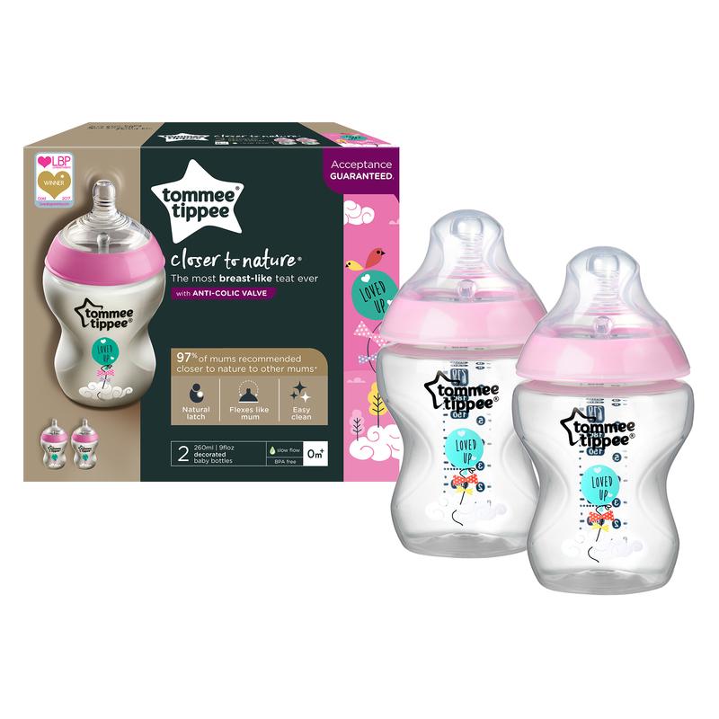 Tommee Tippee Closer to Nature Mamadeiras Decoradas Rosa 260ml Pack com 2 Anne Claire Baby Store 
