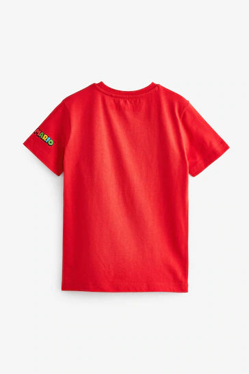 |Niño| Camiseta Licencia de Juego - Mario y Yoshi Roja (3-16 años)